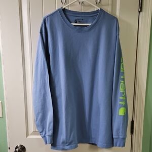 Men's Carhartt Blue Long Sleeve Tee with Green Logo XL